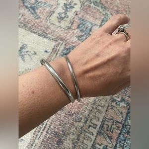 Set of two silver bangles